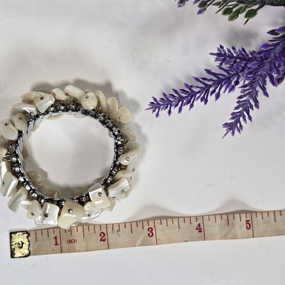 Vintage elastic mother-of-pearl bracelet - Picture 4 of 4